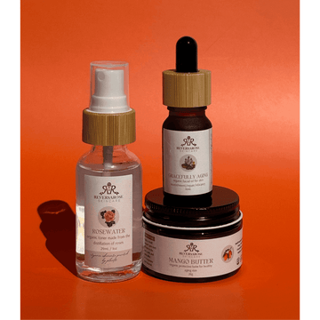 Healthy Aging Sample Trio | Rosewater, Mango Butter & Facial Oil for Youthful Glow
