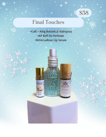 Final Touches Bundle: Vanilla Bean Lip Serum, Natural Hair Spray & Perfume Rollerball for a Complete, Fresh Look