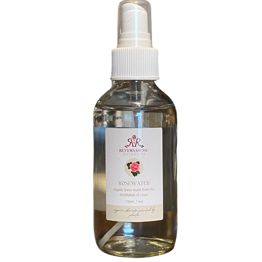 Organic Rosewater from the distillation of rose petals 