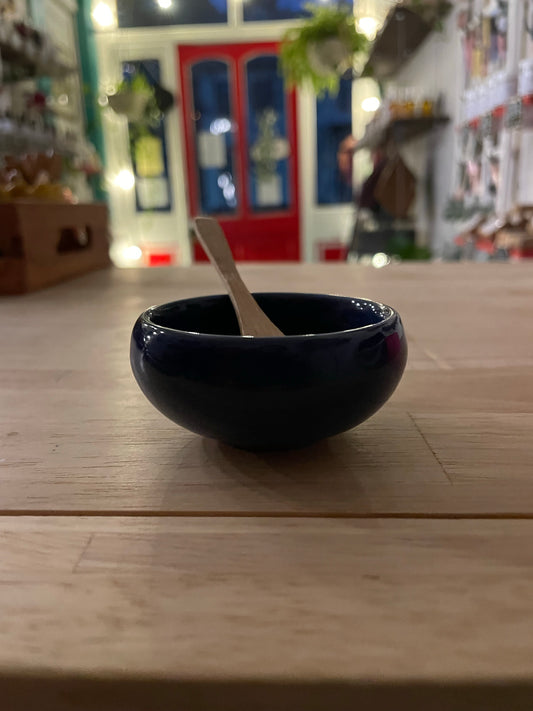 Small Pottery Bowl w/ Bamboo Spoon